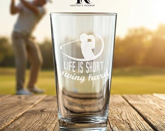 Das Leben ist kurz Swing Hard Pint Glas | 16oz eingraviert