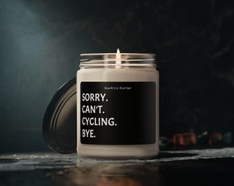 Scented Soy Candle 9 oz: Minimalist Cyclist Design Decor