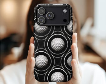 Golf Ball Muster Handyhülle | Black Golf Dimple Design Magnetisches schlagfestes Gehäuse