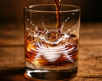 Golf Ball Whiskey Glass, Engraved Barware Gift