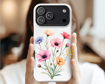 Magnetic iPhone 17 Case: Floral Design Impact Resistant Protective Cover
