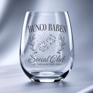Bunco Babes Stemless Wine Glass , 11.5oz; Unique Bunco prize