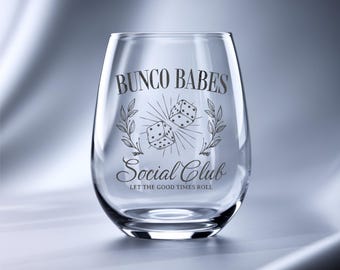 Bunco Babes Stemless Wine Glass , 11.5oz; Unique Bunco prize