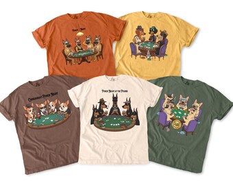 Dogs Playing Poker T-Shirt Unisex Cotton Blend Comfort Colors 1717 , garment dyed
