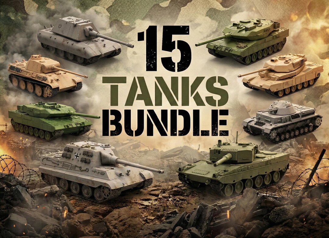 15 Tanks STL Bundle, 3D Print Files All 3D Printers, Military Tanks ...