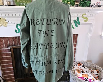 Hand-Painted Protest Jacket | Upcycled Eddie Bauer | “F*CK ICE” | One-of-a-Kind Activist Wear