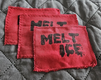 Melt ICE – Handmade Protest Patch (Upcycled & Raw Edge): Red and Black