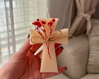 Vela Cross Candle de cera de soja orgánica premium, decoración artesanal