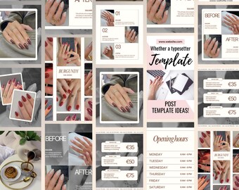 Nail Instagram Templates: Salon Social Media Branding (Canva)