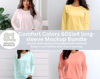 Comfort Colors 6014 Mockup Bundle, Long Sleeve Shirt (Digital Download)