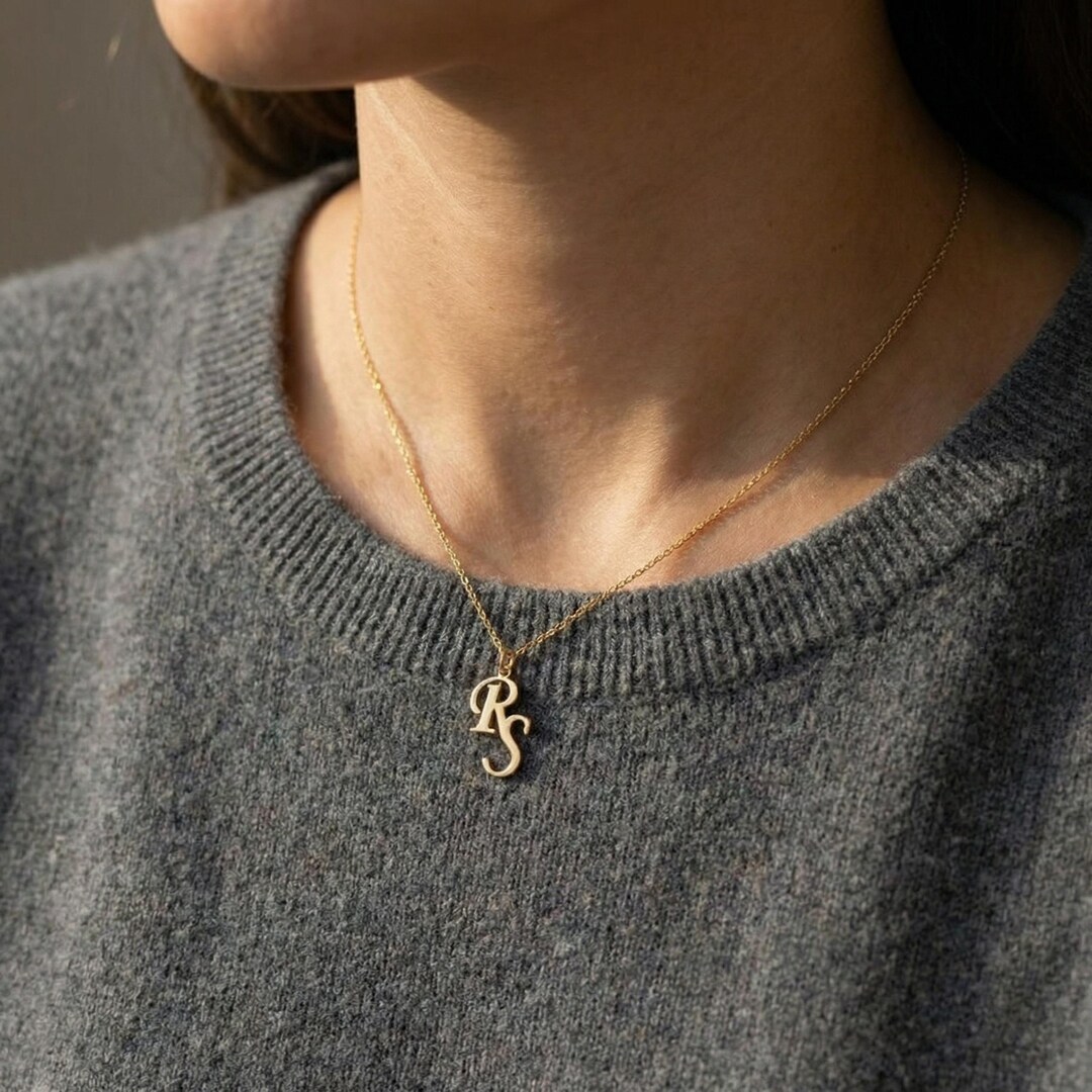 Interlocking Initials S R Personalized Interlocking Initials Necklace, Merged Letter Monogram ...