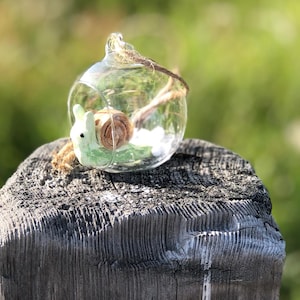 Snail Snow Globe Christmas Ornament: Handmade Clay Figure