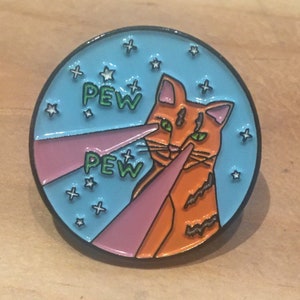 Laser Cat Enamel Pin, lanyard pin, cat pin, pew pew, pins, pin, liberal, pussy grabs back, cat lover, cats, smash the patriarchy, anti trump image 2