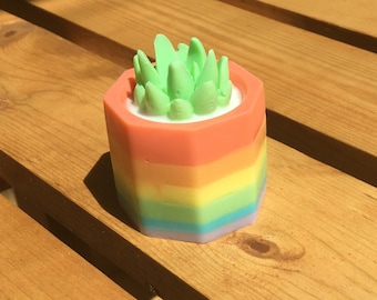 Rainbow Succulent Soap, LGBT, pride, cactus, gift, gay, lesbian, for boyfriend, for girlfriend, bar soap, anniversary gift, wedding favors