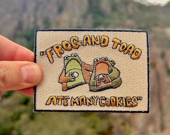 Frog, Toad, Ate Many Cookies Patch: Embroidered Sew-On Applique, embroidery, children's book, accessory