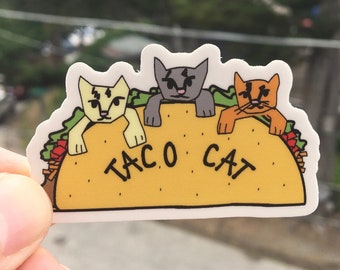 Tacocat Sticker, Taco Cat, tacocat, cat stickers, funny cat stickers, funny stickers, cute stickers, laptop stickers, phone stickers,