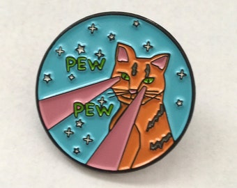 Laser Cat Enamel Pin, lanyard pin, cat pin, pew pew, pins, pin, liberal, pussy grabs back, cat lover, cats, smash the patriarchy, anti trump