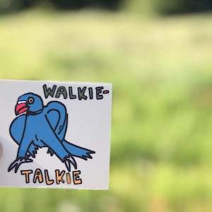 Walkie Talkie Parrot Sticker, Bird puns, Cute Bird Stickers, Indian Ringneck Parakeet, blue bird, bird lover gift, parrot, pet birds,