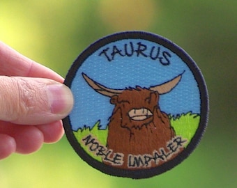 Taurus Patch, Noble Impaler, Taurus, constellation, star sign, May birthday, patches, for backpacks, cap, hat, patches, iron on, gifts