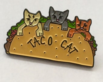 TacoCat Pin, Free USA shipping, Soft Enamel pin Taco Cat, cat pins, lanyard pins, hat pins, jacket pins, cat lanyard pins, made in USA