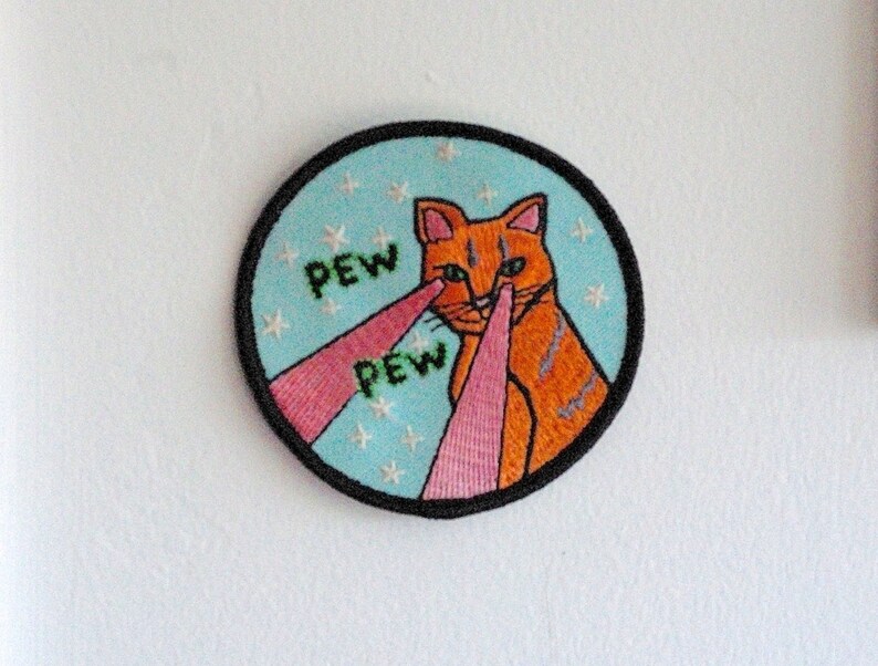 Pew Pew Laser Cat Patch Feminist Patch Smash the Patriarchy Etsy
