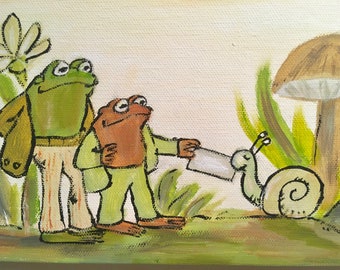 Four Days Later, The Letter, Painting, Frog and Toad, Arnold Lobel, Wall Art, original, artwork, canvas, acrylic, nursery decor, snail,4days