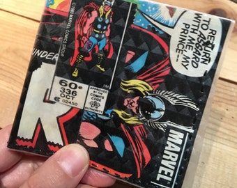 THOR Comic book wallet, superhero bifold, recycled, upcycled wallet, Thor, marvel ™ comic book, avengers wallet, activision, atari wallet