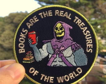 Skeletor Patch, patches, hat, cap, books are the real treasures of the world, MOTU, he-man, 80s, eighties cartoon, Masters of the Universe