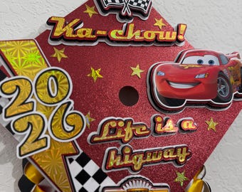 Lighting McQueen inspired | Cars | Graduation cap topper and Lei