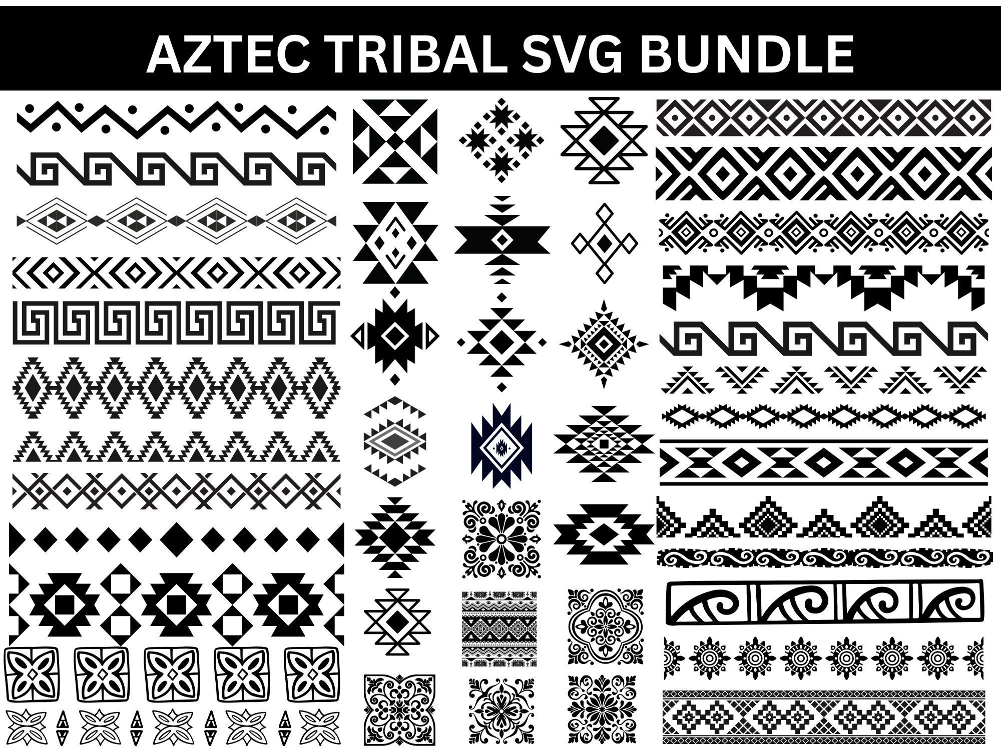 Aztec Pattern SVG Bundle, Tribal Borders, Southwestern Designs (digital ...