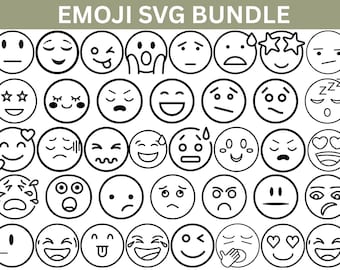 Emoji SVG Bundle, Emoticon Faces, Shirt Iron On (Digital Download)