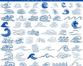 Wave SVG Bundle, Ocean Wave SVG, Sea Wave SVG, Wave Clip Art, Wave Cut Files, Wave Monogram, Beach Wave, Summer Waves, Ocean Themed Border