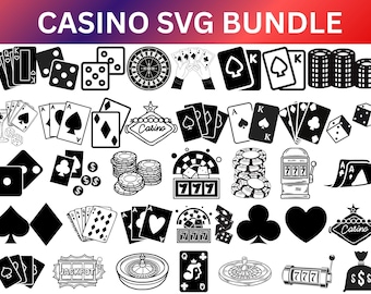 Paquete SVG de casino, gráficos de Las Vegas y naipes (descarga digital)
