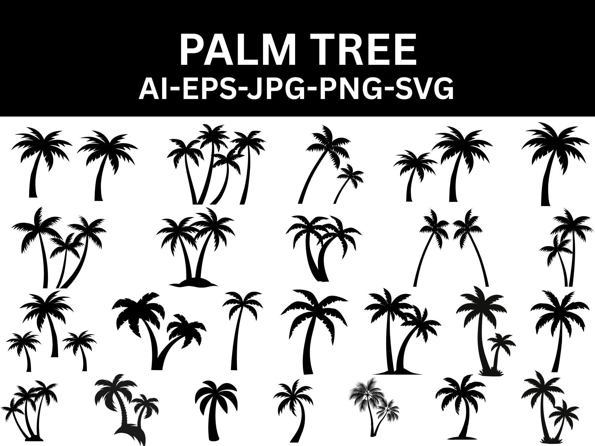 Palm Tree Silhouette SVG Bundle, Beach Life Clipart (digital Download ...