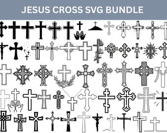 Christian Cross SVG Bundle, Religious Vector Art (Digital Download)