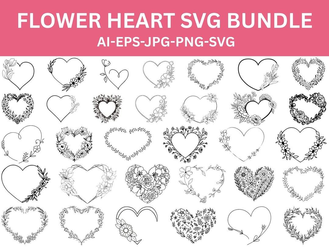Floral Heart SVG: Wreath Cut File for Cricut (digital Download) - Etsy