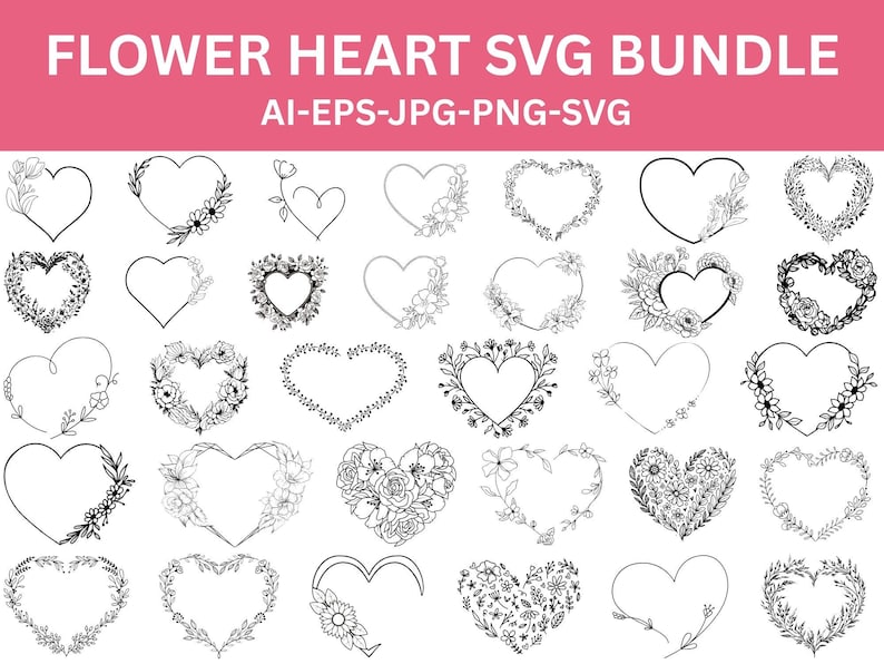 Floral Heart SVG: Wreath Cut File for Cricut (digital Download) - Etsy