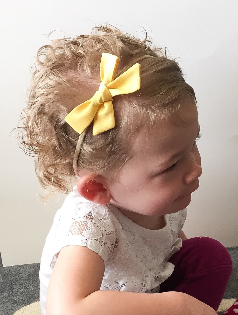 Yellow Tied Baby Bow Light Yellow Tied School Girl Bow | Etsy