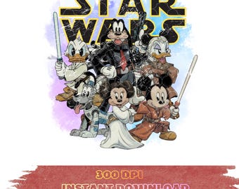 Disney Star Wars PNG Mickey Luke Skywalker Minnie Princess Leia Lightsaber Mashup Sublimation Retro Family Vacation Shirt Design