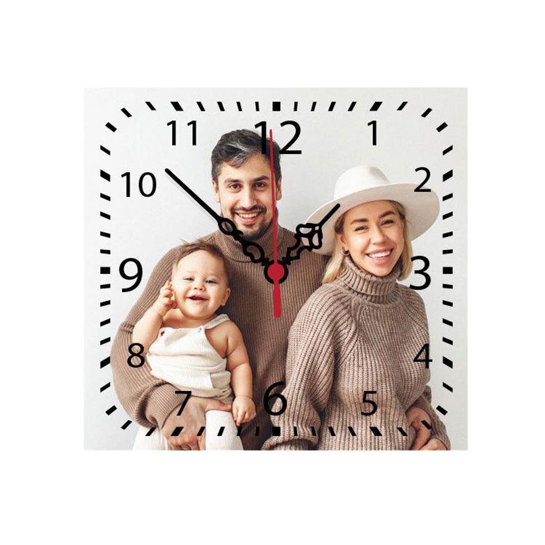 Personalized Photo Desk Clock: Custom Tempered Glass Table Clock , Gift ...