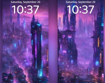 Cyberpunk Phone Wallpaper | 20 Sci-Fi Neon Cityscapes (Digital Download)