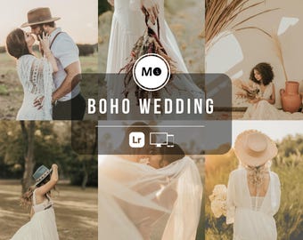 10 Boho Wedding Lightroom Presets | Warm Natural Tones for Romantic Wedding Photos (Mobile & Desktop)