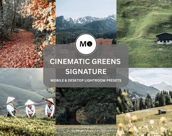 10 Signature Cinematic Greens Lightroom Presets | Rich Greens, Clean Contrast | Mobile + Desktop
