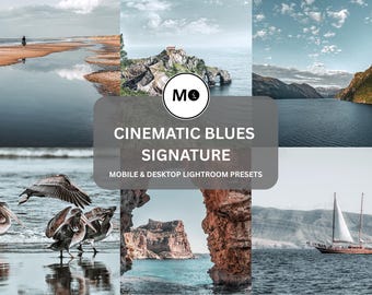 10 Signature Cinematic Blue Lightroom Presets | Cool Tones, Deep Contrast | Mobile + Desktop