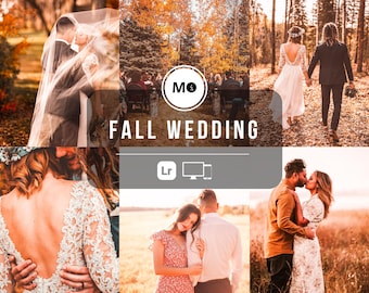 10 Fall Wedding Lightroom Presets | Warm Autumn Tones for Romantic Wedding Photos (Mobile & Desktop)