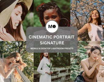 10 Signature Cinematic Portrait Lightroom Presets | Natural Skin Tones, Clean Contrast | Mobile + Desktop