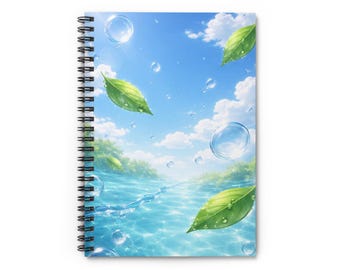 Frutiger Aero Spiral Notebook | Clean Water, Nature Design