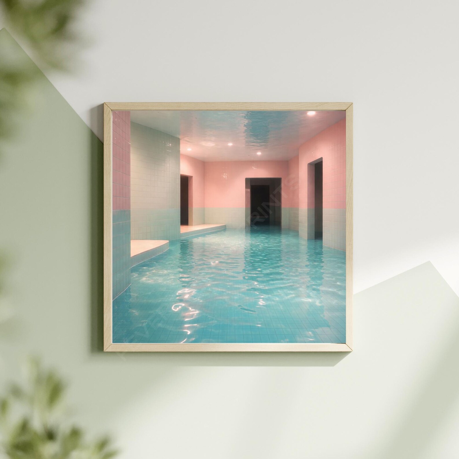 Pastel Poolroom Liminal Space Wall Art, Dreamcore Backrooms Pool Print ...