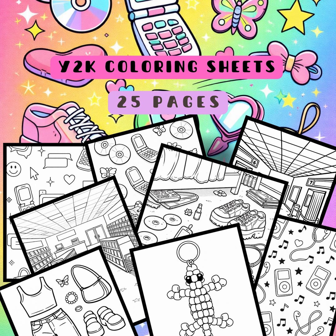 Y2K Coloring Pages | Early 2000s Nostalgia Coloring Sheets | 25 ...
