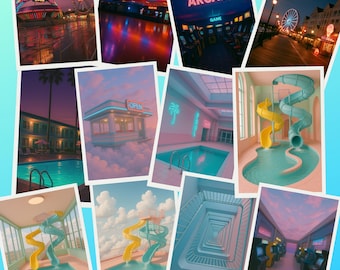 Vaporwave Art Prints, Retro 80s 90s Neon Photography, Dreamcore Wall Art